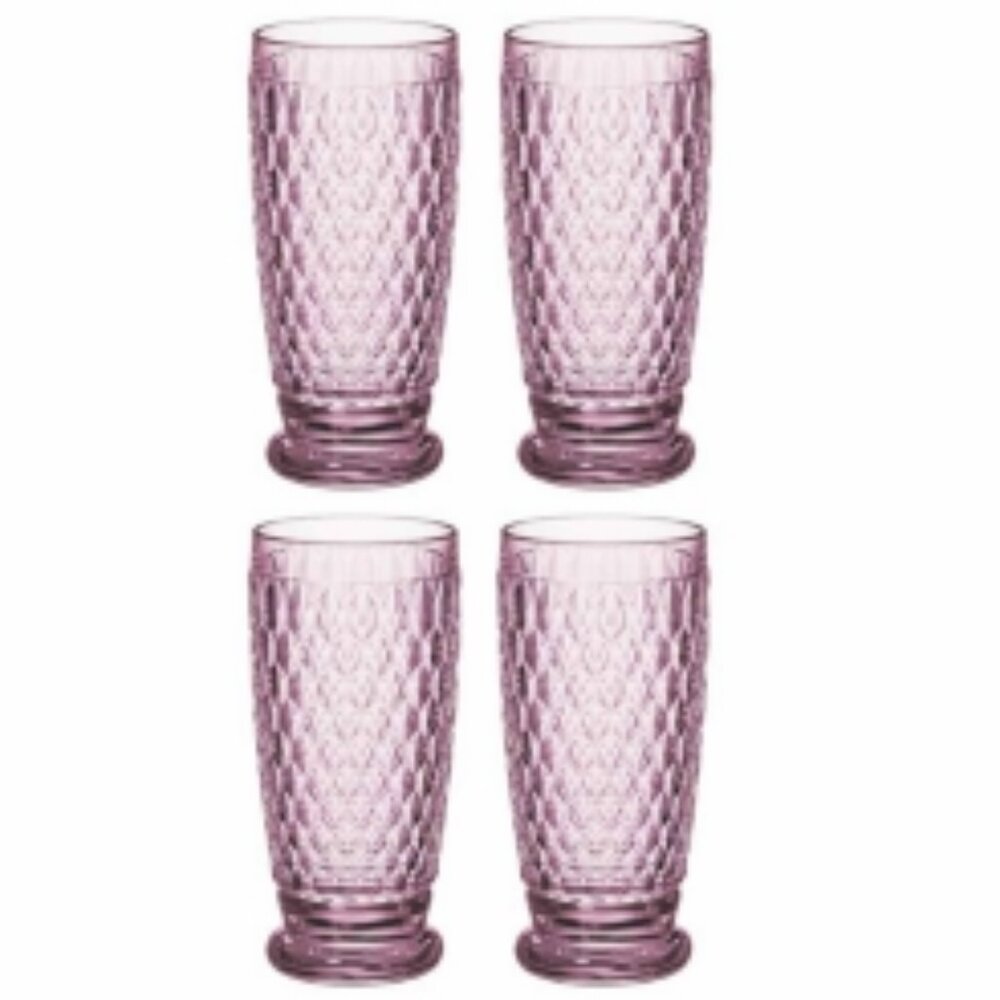 Villeroy & Boch Boston Modern Classic Rose Crystal Glass Highball - Set of 4